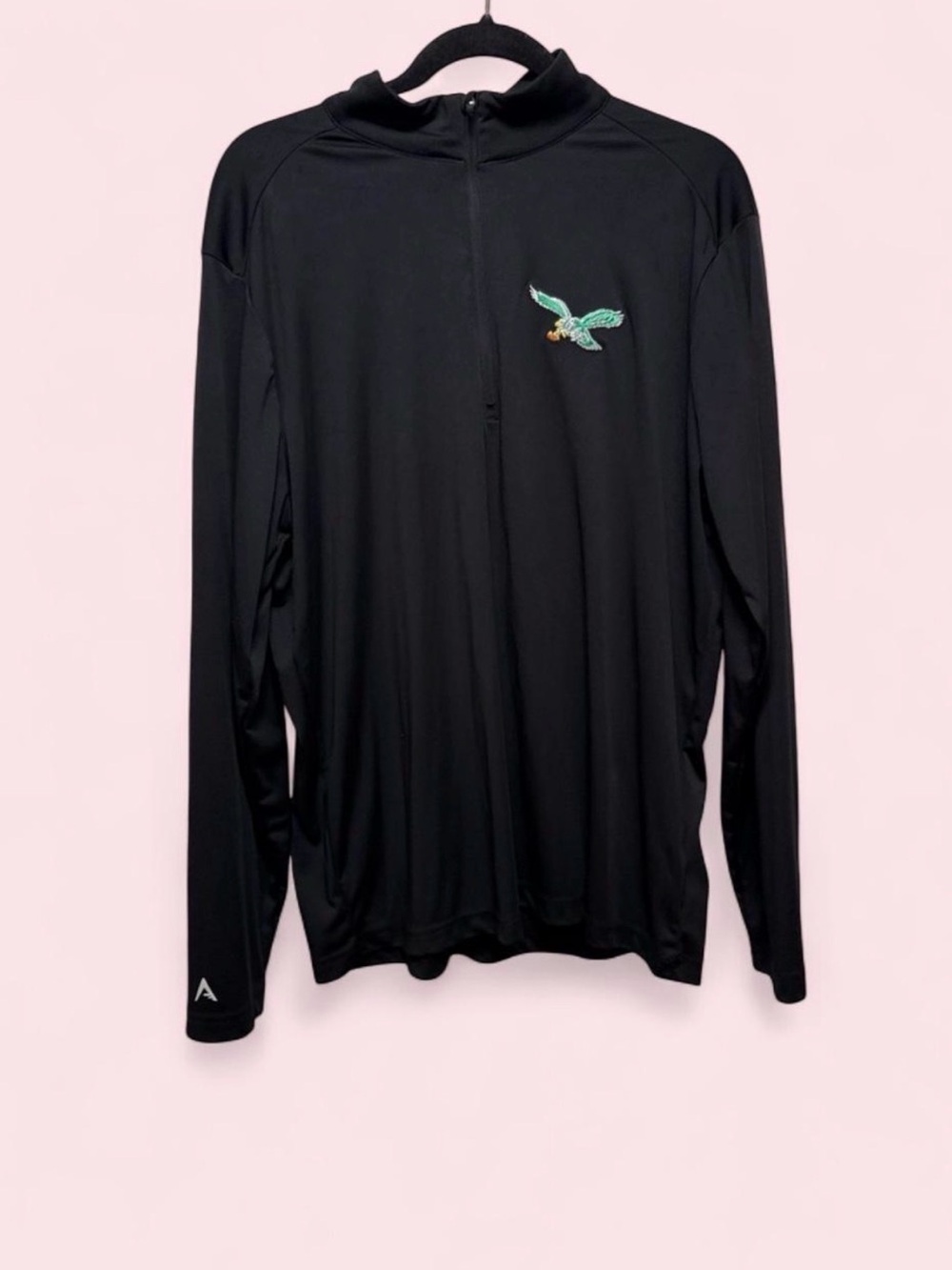 Men's Antigua Black Philadelphia Eagles Team Logo Throwback Tribute Quarter-Zip